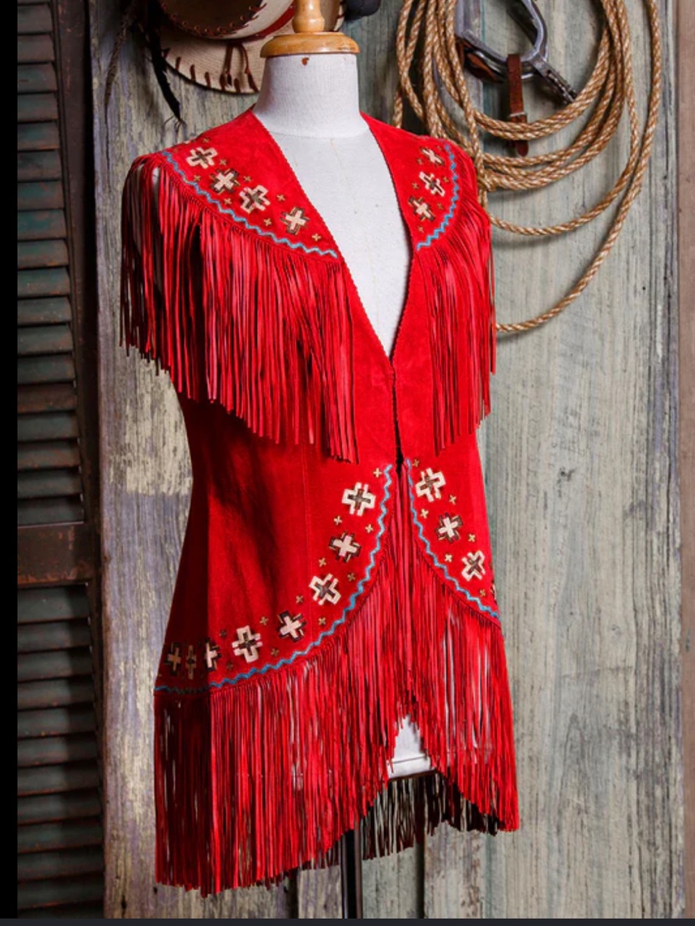 Patricia Wolf Suede Cody Vest-Four Winds Paint - Picture 2 of 8